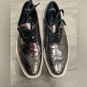 Prada Silver and Black Platform Shoes